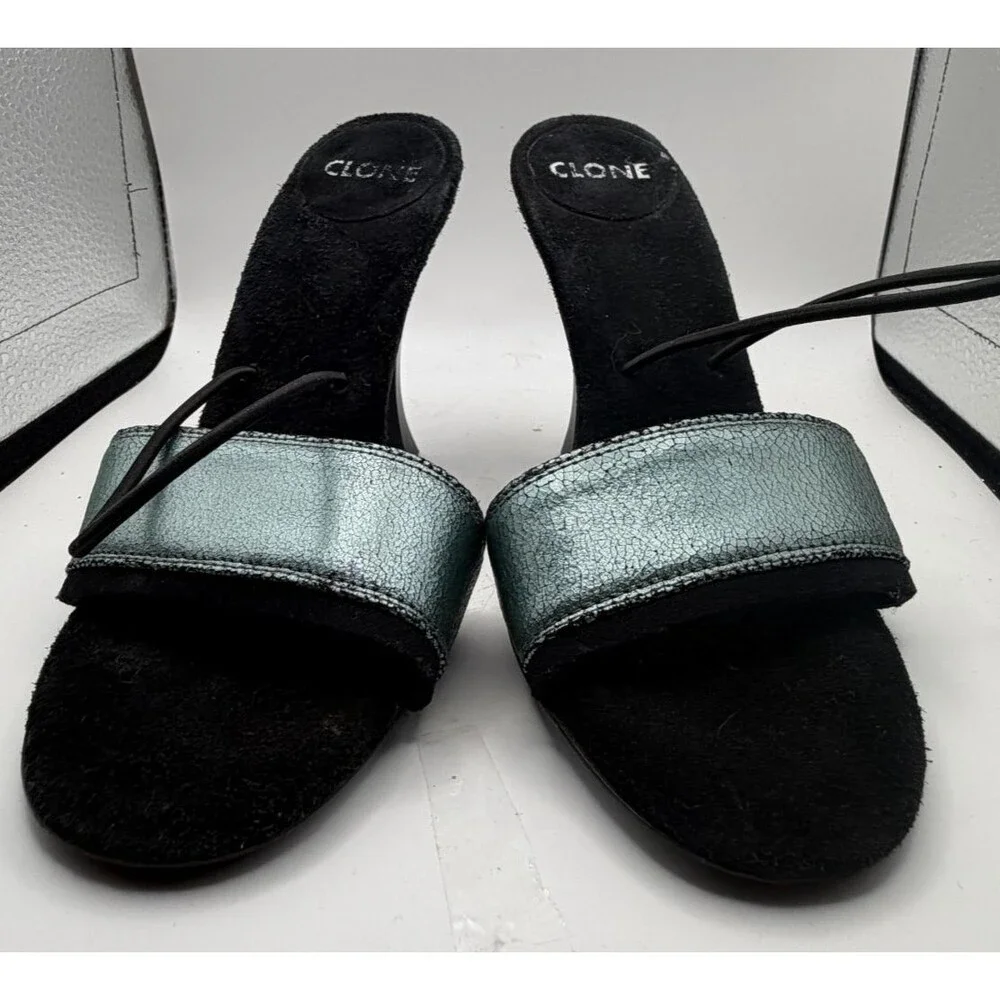 ✨👠 Bruno Bordese Italy Leather Cone High Heels Vintage Party Sandals Size 35 🇮